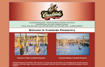Creekside Pheasantry website design