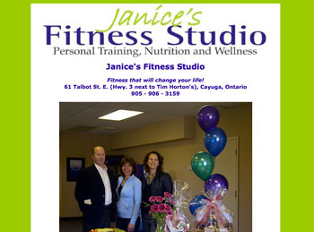 Janice's Fitness Studio website design